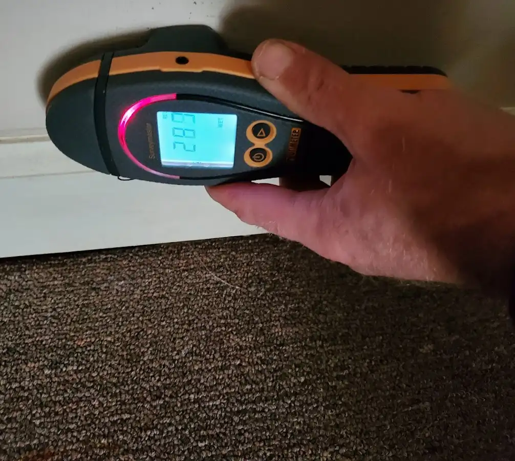 Moisture detection at baseboard during Mold Inspection & Testing in Valley Center